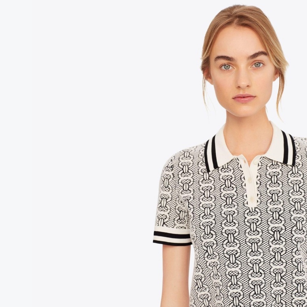 Tory Burch Gemini Link Sweater in Ivory/Black - Picture 8 of 12